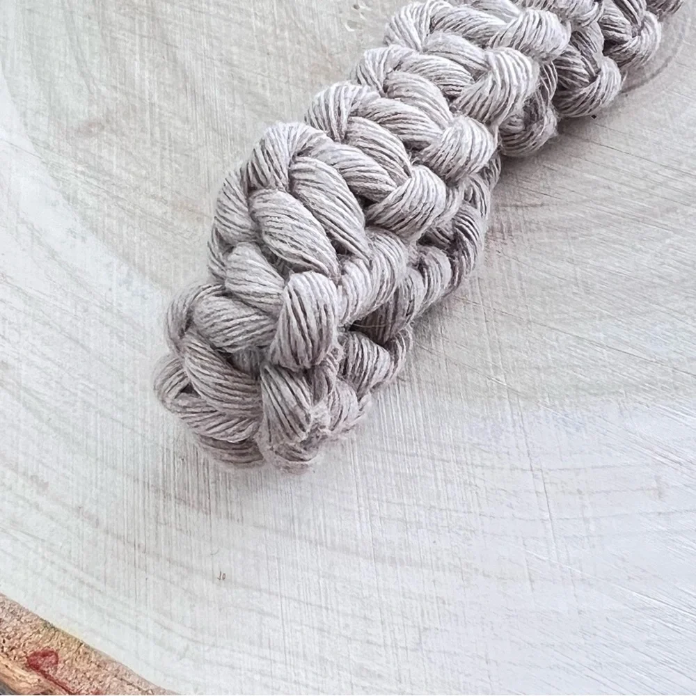 Boho Handcrafted Macrame Wristlet Latte color Keychain